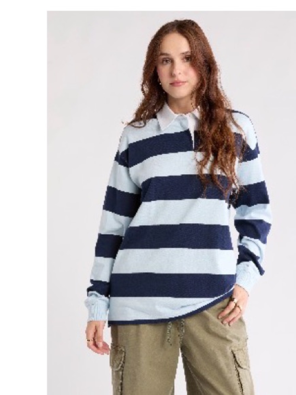 Abound Striped Rugby Polo - Light Blue & Navy